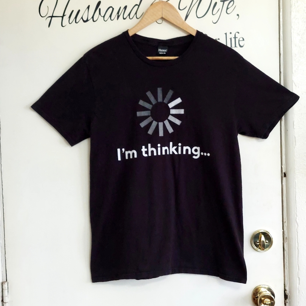 Young boys cotton t-shirt. "I'm thinking" loading symbol printed tee